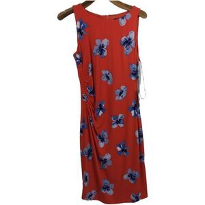 Tommy Hilfiger Womens Floral Sleeveless Dress Orange Blue Size 10 NWT